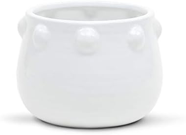 WGV Ceramic Bowl Vase, Width 6.5", Height 5", Knob Pot, Bright Clean White Planter Centerpiece for Wedding Event Office Home Decor, 1 Piece by WGVInternational-OpusGlassware