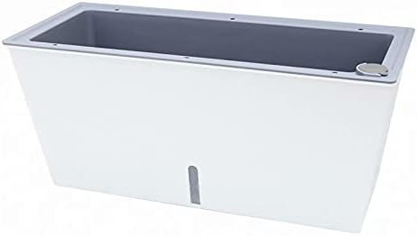 12 Inch Rectangular Self Watering Planter Indoor,Windowsill Herb Box, Outdoor Flower Pot Succulent with Iron Hanging Shelf for Railing Balcony Tabletop, 12 x 6.2+Hanging - Image 2