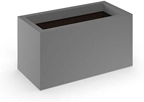 Modern Rectangle Fiberglass Planter 36" x 15" x 24", Dark Grey Matte by Unknown