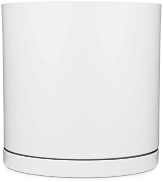 White Modern Flower Pot with Round Saucer - Fits Mid-Century Modern Plant Stand - 6 Inch Planter - Matte White Powder Coated Aluminum by AustinAvenueAccents