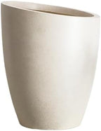 Bevel Mouth Concrete Tall Flower Pot, Large Outdoor Decorative Plant Pot with Drainage Hole,Modern Planter Pots for Home,Garden,Patio,Courtyard,Porch,Beige2 by XIUWOUG