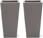 Step2 Tremont Tall Square Tapered Planter, 28" 2-Pack, Indoor/Outdoor Plants, Efficient Drainage, Durable Resin, Dark Cedar by Unknown
