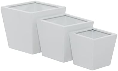 CosmoLiving by Cosmopolitan Metal Indoor Outdoor Planter, Set of 3 7", 11", 5" H, White - Image 6