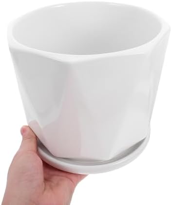 UPKOCH 1 Set Succulent Pots: Small Ceramic Planter Pots - Indoor Plant Planter with Drainage Hole & Saucers - White Flower Planter for Succulents Cactus Mini Plants - Image 6