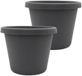 The HC Companies Prima Round Planter Pot, 16 Inch, Warm Gray, 2-Pack by TheHCCompanies