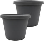 The HC Companies Prima Round Planter Pot, 16 Inch, Warm Gray, 2-Pack by TheHCCompanies