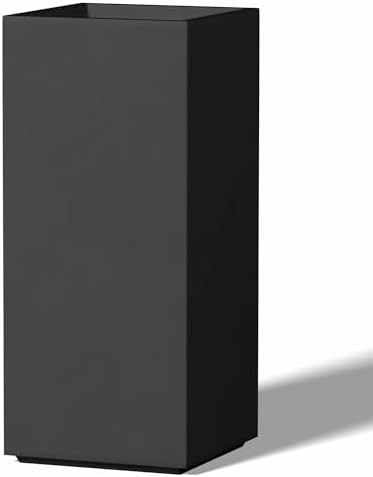 Kante Black Concrete Planter 19.9" Tall All-Weather Square Small Pot by Unknown