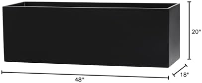 Belmont Rectangle Fiberglass Planter Box, Black, L:48" x W:18" x H:20" - Image 4