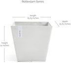 Ecopots Rotterdam Square Flower Planter, Pure White, 15.75" - Image 3