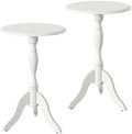 HLR Round Small End Table Set of 2, Wooden Pedestal Side Tables, Pure White by HomeDeservesaRelaxLiving