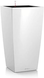 Lechuza CUBICO 40 Cream White High Gloss, Self-Watering Tall Planter, H29.5 L15.7 W15.7 in by LECHUZA