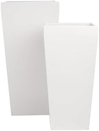 Edinburgh Tall Square Fiberglass Planter (L:13" x W:13" x H:26", Matte White) - Image 3