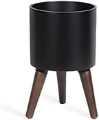 D'vine Dev 8 Inch Planter Pot with Wood Stand, Black, 88-O-A-2 by DvineDevPlanterPotsandStand