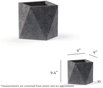 Kalif 'Rhea' 9 Inch Indoor/Outdoor Fiberstone Geometric Planter - Anthracite - Image 5