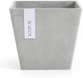 Ecopots Rotterdam Square Flower Planter, White Grey, 12" by ECOPOTS