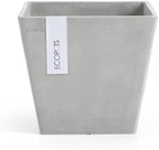 Ecopots Rotterdam Square Flower Planter, White Grey, 12" by ECOPOTS