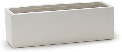 WGVI Long Rectangle Ceramic Planter Vase in White 12" x 4" x 4"H, Block Rectangular Terrarium Box Pot, Flower Arrangement, Table top Centerpiece, Home Decor Organization Storage Container, 1 Pc. by WGVInternational-OpusGlassware