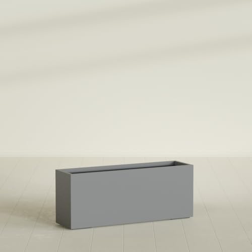 Greenline Leo Tall Rectangular Fiberglass Planter, Outdoor Planter Box - Image 3