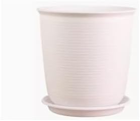 Indoor/Outdoor Plant Pot, Thickened Resin Plastic Flower Pots Succulent Pots Creative Round Large Flower Pots Balcony,Home Decor,Plant Lover Gift (Color : White 4pcs, Size : Small) by Unknown