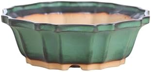 Willow Bonsai Ceramics Flower Design Bonsai Pot 6.5 Inch – Elegant Ceramic Bonsai & Succulent Planter, High‑Fired Frost‑Proof Stoneware with Drainage & Wiring Holes, Handmade in USA (Avocado) by Handmade