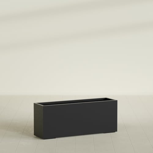 Greenline Leo Tall Rectangular Fiberglass Planter, Outdoor Planter Box - Image 3
