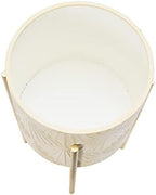 Main + Mesa Modern Boho Embossed Metal Planters with Stands, Cream and Gold, Set of 2 Sizes - Image 5