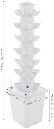 Hydroponics Tower Indoor Growing System,7-Tier 35-Hole Vertical Garden Planter,Herb Garden Kit with 2.64Gal Water Tank,Automatic Water Circulation Pump for Gardening Lover (White-A) - Image 6