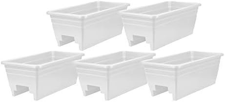 The HC Companies 24 Inch Heavy Duty Deck Rail Planter Boxes, White, 5-Pack by TheHCCompanies