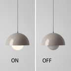 Modern Flowerpot Pendant Light, Pink Hanging Lamp, Nordic Chandelier, Metal Dome Ceiling Light Fixture, for Kitchen Island, Dining Room, Bedroom, Bar, Office Decor(Walnut Grain) - Image 4