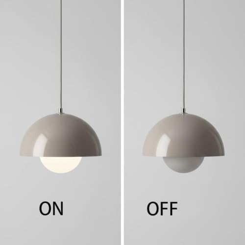 Modern Flowerpot Pendant Light, Pink Hanging Lamp, Nordic Chandelier, Metal Dome Ceiling Light Fixture, for Kitchen Island, Dining Room, Bedroom, Bar, Office Decor(Walnut Grain) - Image 4