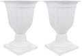 DOITOOL 2PCS Classic Garden Urn Planter for Outdoor Plants Decorative White Urn Planter for Front Porch Door Deck Balcony Weeding Party Decor (11 Inch) by DOITOOL