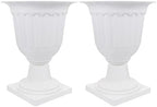 DOITOOL 2PCS Classic Garden Urn Planter for Outdoor Plants Decorative White Urn Planter for Front Porch Door Deck Balcony Weeding Party Decor (11 Inch) by DOITOOL