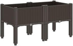 Gecheer Elevated Garden Planter Box with Legs, 80x40x42 cm Brown Rattan Look PP Raised Bed for Outdoor Patio Terrace, Durable Flower Vegetable Pot with Drainage - Image 5