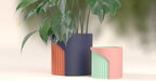 Modern Decorative Plant Pot, Ribbed Texture, Multicolor, Indoor Planter, Geometric Style - Image 5
