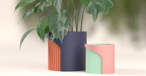Modern Decorative Plant Pot, Ribbed Texture, Multicolor, Indoor Planter, Geometric Style - Image 5