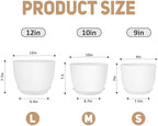 YNNICO Plant Pots 12/10/9 inch Set of 3, Flower Pots with Multi Mesh Drainage Holes, Large Planters for Indoor Outdoor Garden Plants and Flowers. (White) - Image 2