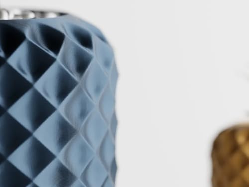 Geometric Textured Planter Pots, Diamond Pattern, Navy Blue and Yellow, Set of 2, Modern Home Decor - Image 3