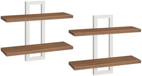 HOOBRO 2-Tier Floating Shelves, 15 Inch Wall Shelf Set of 2 by HOOBRO