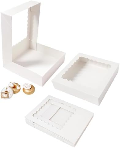 Bakepacker Auto-pop Up Pie Boxes with Window 8x8x2.5 inches 55pcs White - Image 3
