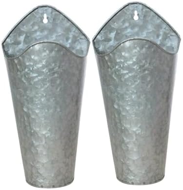 2pcs Iron Wall Mounted Flower Pots for Indoor Outdoor Garden, Galvanized Metal Round Hanging Planters, Home Patio Plant Holders Organizer by Gogogmee