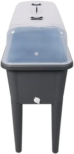 Self-Watering Raised Garden Bed with Greenhouse Lid, Elevated Planter Box with Removable Legs for Vegetables & Flowers (Grey) - Image 3