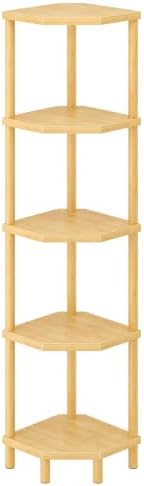 HOOBRO 5-Tier Bamboo Corner Shelf Stand, Plant Display, Tool-Free Assembly by HOOBRO