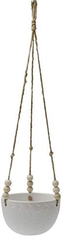 Flora Bunda Hanging Planter with Beads for Succulent 5.4" Caveman Ceramic Hanging Planter - Image 3