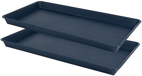 VUWEZ 2 Pack Plant Growing Nursery 1020 Trays, Plant Saucer Tray, Heavy Sturdy Seed Starting Trays, Plant Starter Trays for Indoors No Holes, Seed Starter Growing Tray (22"x11.2", Blue) by VUWEZ