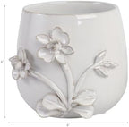 Ceramic Planter and Flower Pot for Home Decor – Elegant Plant Pot with Sculpted Floral Detail for Indoor and Outdoor Use – Adds a Romantic Touch to Garden, Patio, Living Room, or Shelf – 6" Ivory - Image 4