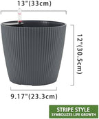 Dexceder 13x12 Self Watering Planters Indoor (2 Pack, Gray) - Image 3