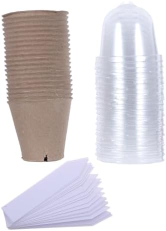 Luxshiny 20 Sets Seedling Pulp Cups with Humidity Dome, 8cm Nursery Pots by Luxshiny