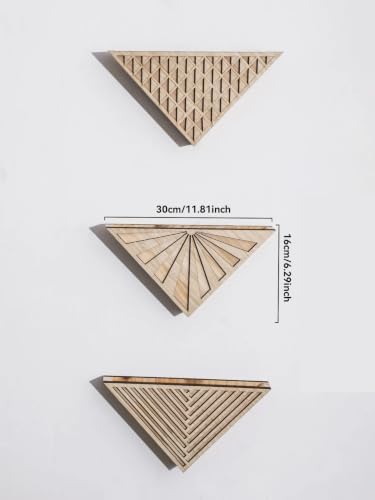 Wall Mounted Vase 1pc Wooden Triangle Wall Planter Geometric - Image 3