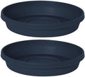 Bloem Terra 16" Round Plastic Plant Saucer, Lightweight UV-Resistant Indoor/Outdoor Flower Pot Tray - Fits 16-inch Planter Pots, Navy, 2-Pack by Bloem