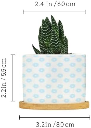 Timur in Blue Background Ceramic Planters Geometric Modern Planters for Outdoor Plants with Drainage Holes and Saucers Pot for Pots Outdoor Indoor Plants - Image 2